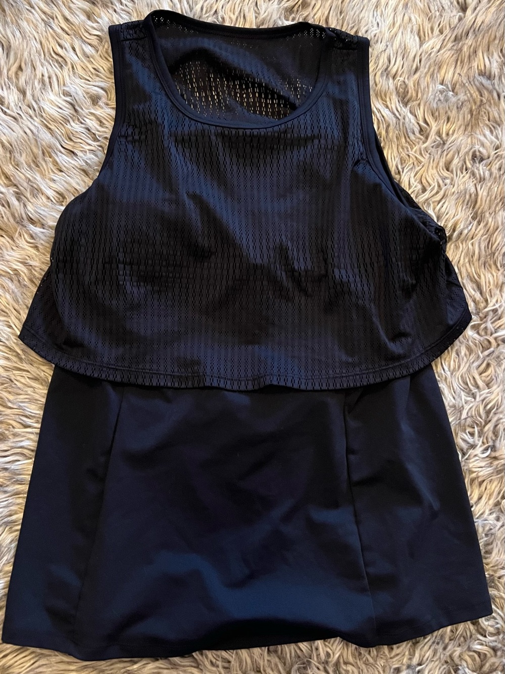 Fabletics Black Women's Layered Mesh Athletic Tank Top